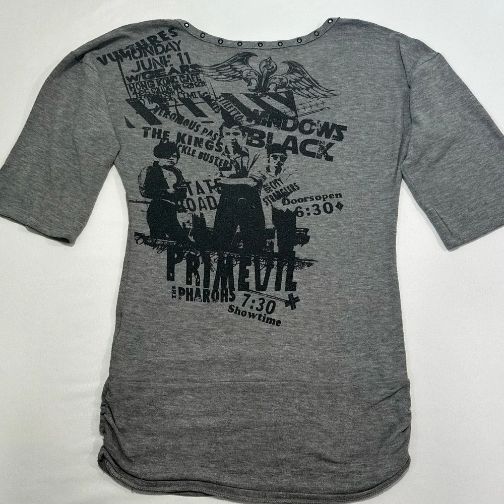 Y2K PRIMEVIL (METROPARK) Womans Gray and Black Vintage Grunge/Punk Top 
Size XS - Picture 9 of 11